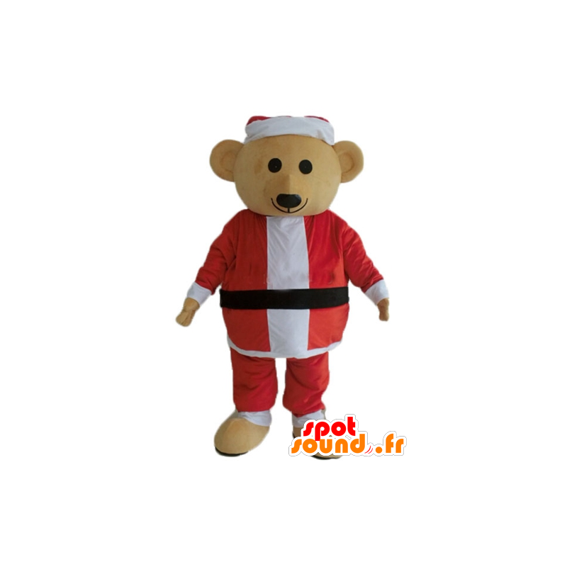 Mascot teddy bear in Santa Claus dress - MASFR23922 - Bear mascot