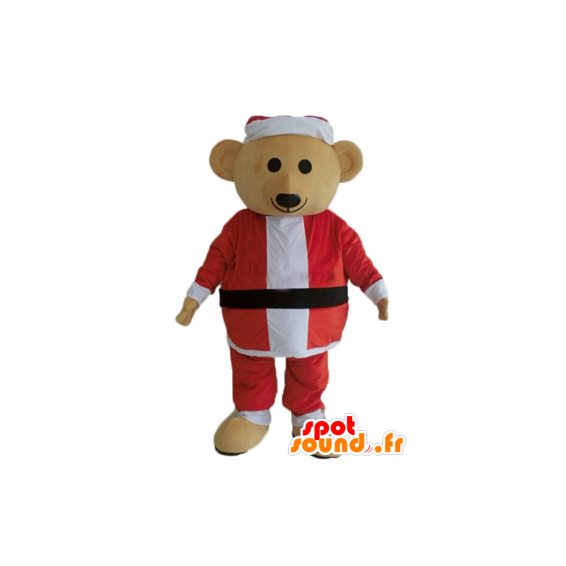 Mascotte de nounours en peluche, en tenue de Père-Noël - MASFR23922 - Mascotte d'ours