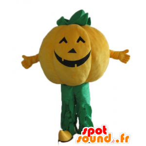 Mascotte de citrouille, orange et verte, géante - MASFR23923 - Mascotte de légumes