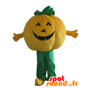 Kürbis-Maskottchen, orange und grün Riesen - MASFR23923 - Maskottchen von Gemüse