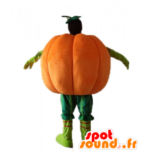 Mascot jättiläinen kurpitsa, oranssi ja vihreä - MASFR23924 - vihannes Mascot