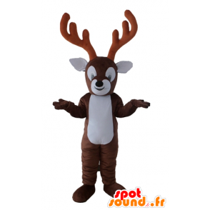 Bruin en wit rendier mascotte, met grote houten - MASFR23925 - Forest Animals