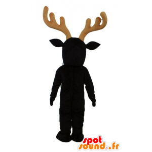 Reindeer mascot black and white, with large wooden yellow - MASFR23926 - Animals of the forest