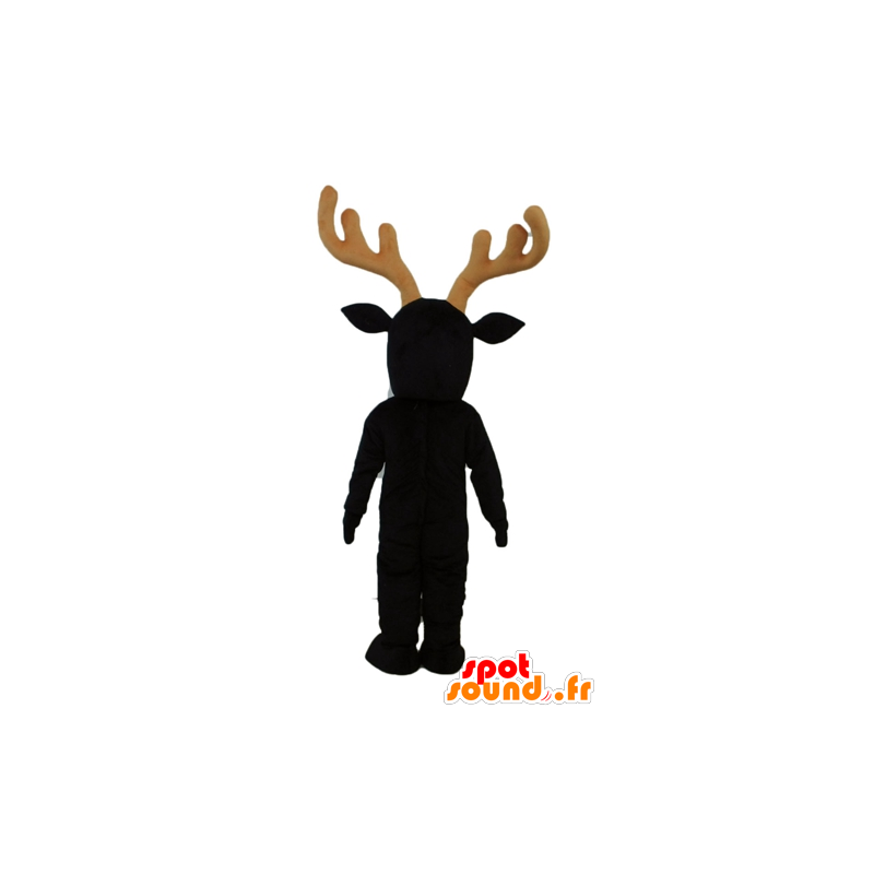 Reindeer mascot black and white, with large wooden yellow - MASFR23926 - Animals of the forest Reindeer mascot black and white, with large wooden yellow - MASFR23926 - Animals of the forest