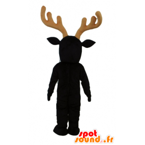 Reindeer mascot black and white, with large wooden yellow - MASFR23926 - Animals of the forest