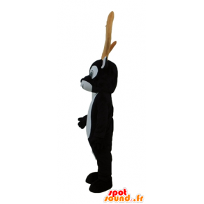 Reindeer mascot black and white, with large wooden yellow - MASFR23926 - Animals of the forest
