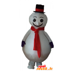 Engros Mascot hvit snømann, rød og svart - MASFR23927 - Ikke-klassifiserte Mascots