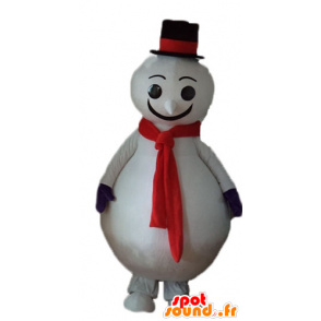 Grande bianco pupazzo mascotte, rosso e nero - MASFR23927 - Mascotte non classificati