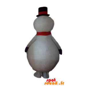 Mascotte de gros bonhomme de neige blanc, rouge et noir - MASFR23927 - Mascottes non-classées