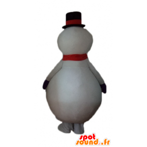 Boneco de neve branco atacado Mascot, vermelho e preto - MASFR23927 - Mascotes não classificados