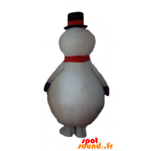 Stor vit, röd och svart snögubbelmaskot - Spotsound maskot