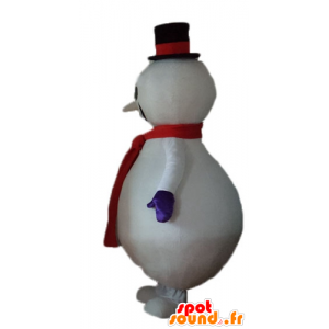 Mascotte de gros bonhomme de neige blanc, rouge et noir - MASFR23927 - Mascottes non-classées