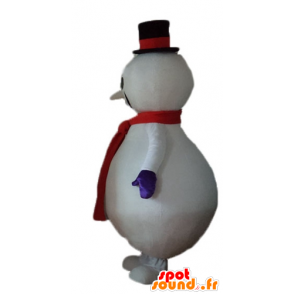 Boneco de neve branco atacado Mascot, vermelho e preto - MASFR23927 - Mascotes não classificados