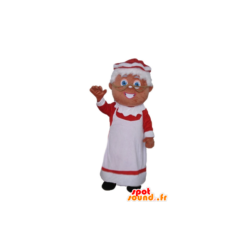 Mascot Mutter Weihnachten trägt einen roten und weißen Kleid - MASFR23928 - Weihnachten-Maskottchen