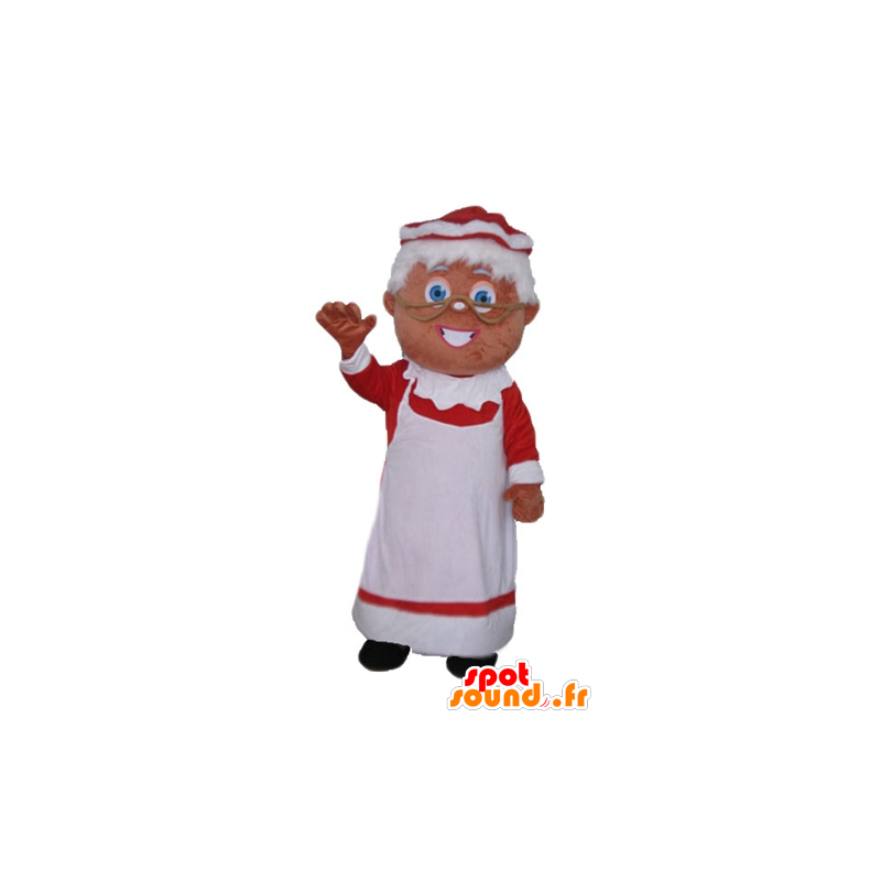 Mascotte de Mère-Noël habillée d'une robe rouge et blanche - MASFR23928 - Mascottes Noël