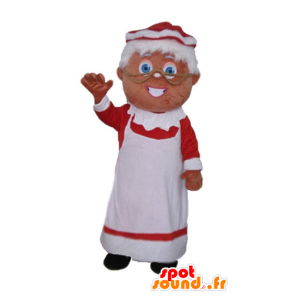 Mascot Mutter Weihnachten trägt einen roten und weißen Kleid - MASFR23928 - Weihnachten-Maskottchen