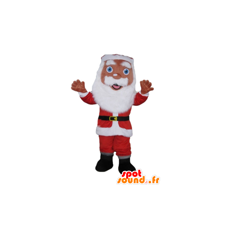 Mascot julenissen kledd i rødt og hvitt med skjegg - MASFR23929 - jule~~POS TRUNC