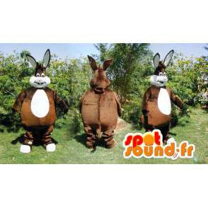 Mascotte grote bruin en wit konijn. bruin konijn kostuum - MASFR006576 - Mascot konijnen