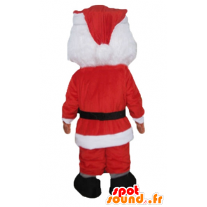 Mascot julenissen kledd i rødt og hvitt med skjegg - MASFR23929 - jule~~POS TRUNC