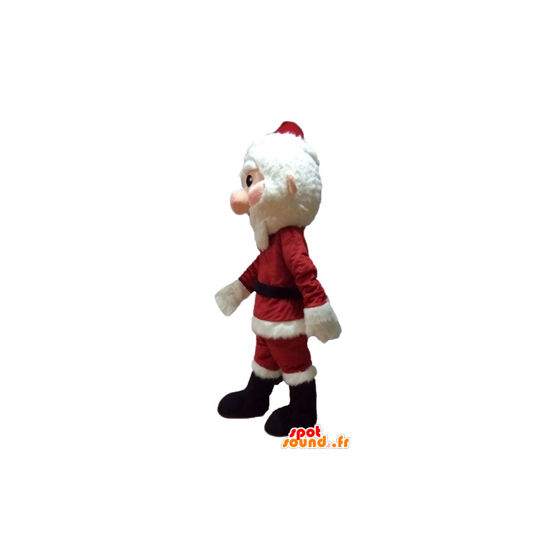 Mascot julenissen kledd i rødt og hvitt med skjegg - MASFR23930 - jule~~POS TRUNC