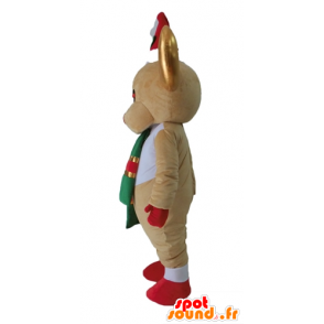 Brown and white reindeer mascot, with golden horns - MASFR23931 - Animals of the forest