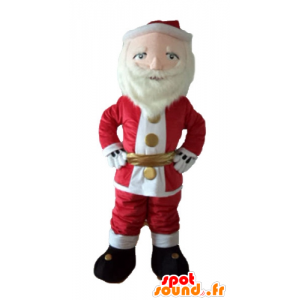 Mascot Papai Noel vestido de vermelho e branco, com uma barba - MASFR23932 - Mascotes Natal