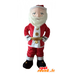 Mascotte Santa Claus dressed in red and white, with a beard - MASFR23932 - Christmas mascots