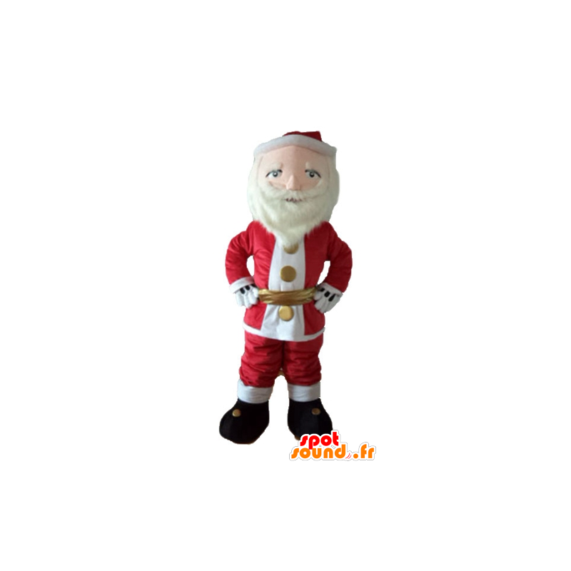Jultomten maskot, klädd i rött och vitt, med skägg - Spotsound