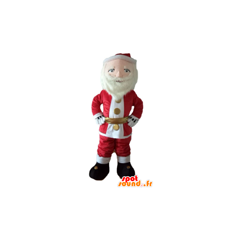 Mascot Papai Noel vestido de vermelho e branco, com uma barba - MASFR23932 - Mascotes Natal