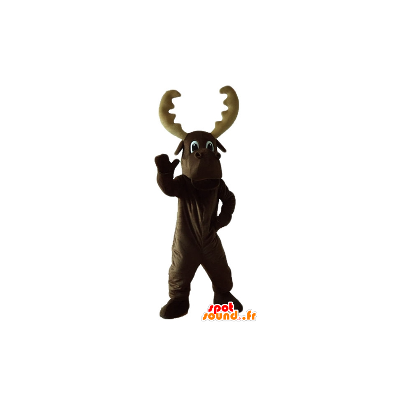 Mascot big brown caribou, with large wood - MASFR23933 - Animals of the forest