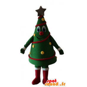 Kerstboom versierd mascotte, vrolijk en kleurrijk - MASFR23934 - Kerstmis Mascottes