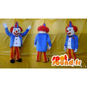 Blau Clown Maskottchen gelb und rot. Kostüm Zirkus - MASFR006577 - Maskottchen-Zirkus