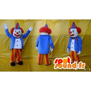 Blue clown mascot, yellow and red. Costume Circus - MASFR006577 - Mascots circus