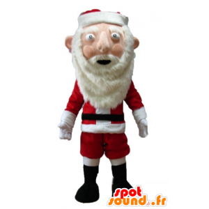 Mascotte de père Noël en tenue traditionnelle rouge et blanche - MASFR23936 - Mascottes Noël