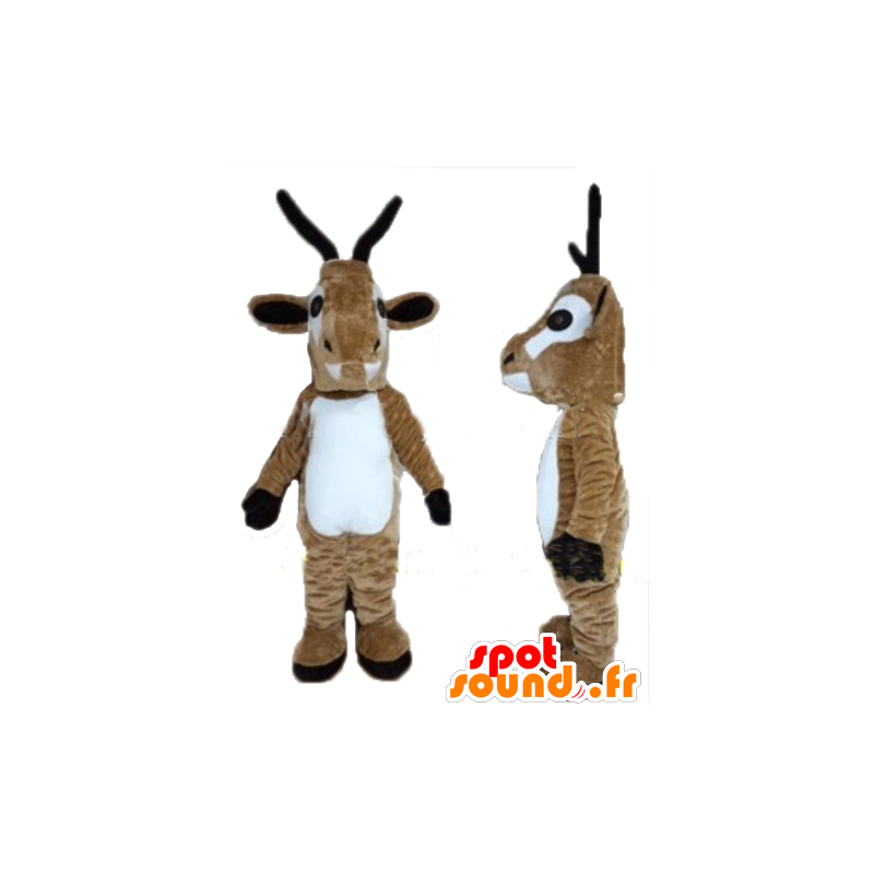 Mascotte de chèvre, de cabri, de renne marron et blanche - MASFR23938 - Mascottes Boucs et Chèvres