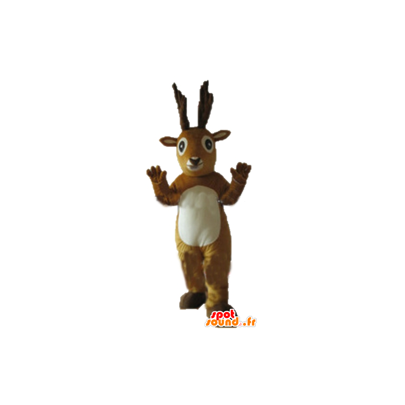 Mascot hirvi, karibu, poro, ruskea ja valkoinen - MASFR23939 - Animaux de la forêt Mascot hirvi, karibu, poro, ruskea ja valkoinen - MASFR23939 - Animaux de la forêt