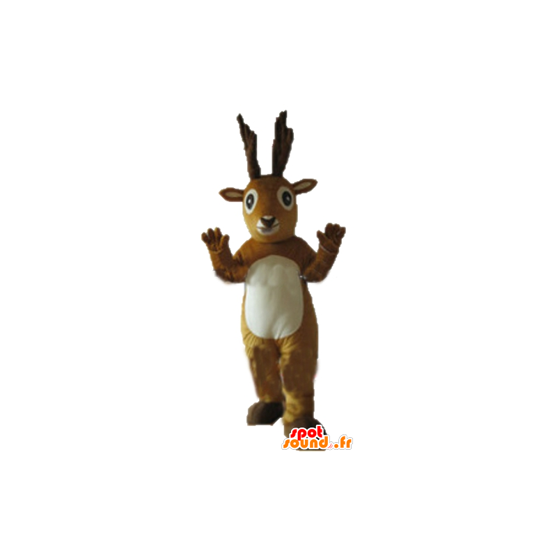 Mascotte d'élan, de caribou, de renne, marron et blanc - MASFR23939 - Animaux de la forêt