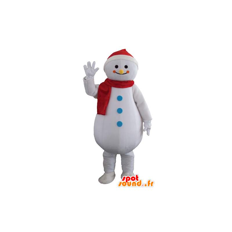Hvit Snowman Mascot, Giant og smilende - MASFR23943 - Ikke-klassifiserte Mascots