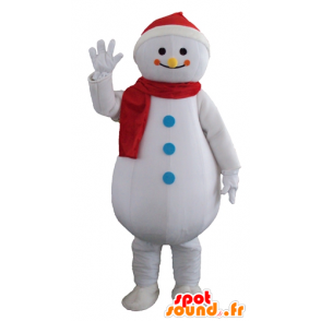 Branco Snowman mascote, Giant e sorrindo - MASFR23943 - Mascotes não classificados