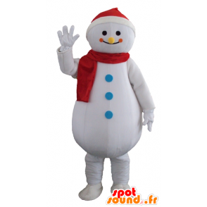 Mascot hvid snemand, kæmpe og smilende - Spotsound maskot