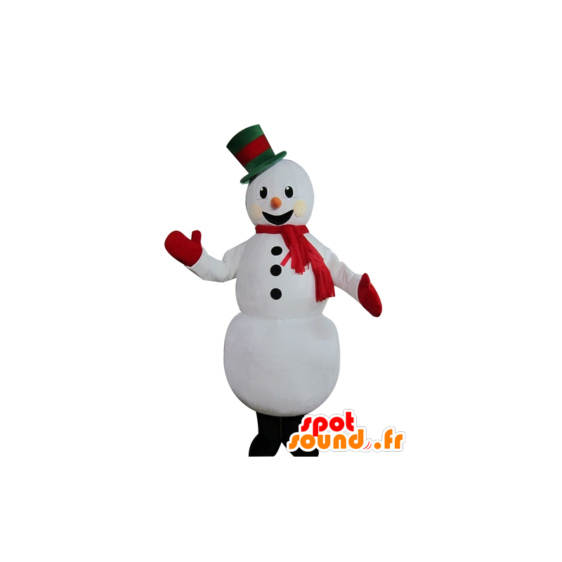 Mascotte de joli bonhomme de neige blanc, très souriant - MASFR23945 - Mascottes non-classées