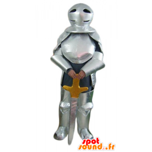Knight Mascot, met zilveren pantser en een zwaard - MASFR23953 - Horse mascottes