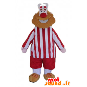 Mascota del hombre barbudo vikingo vestido de rojo y blanco - MASFR23954 - Mascotas humanas