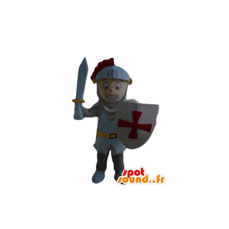 Jongen mascotte, een ridder met een helm en een schild - MASFR23955 - mascottes Knights