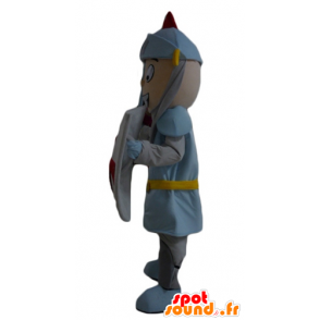 Maskottedreng, ridder, med hjelm og skjold - Spotsound maskot