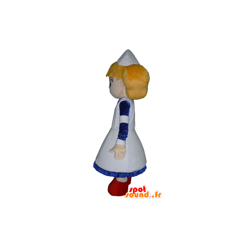 Blondýnka maskot, zdravotní sestra, bílé a modré šaty - MASFR23957 - Maskoti chlapci a dívky Blondýnka maskot, zdravotní sestra, bílé a modré šaty - MASFR23957 - Maskoti chlapci a dívky