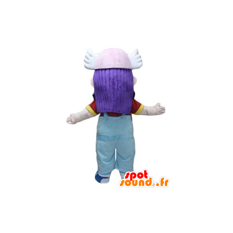 Menina mascote com o cabelo roxo, macacões - MASFR23963 - Mascotes Boys and Girls Menina mascote com o cabelo roxo, macacões - MASFR23963 - Mascotes Boys and Girls