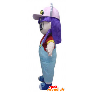 Menina mascote com o cabelo roxo, macacões - MASFR23963 - Mascotes Boys and Girls