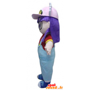 Maskotti tyttö violetti tukka, haalarit - MASFR23963 - Maskotteja Boys and Girls