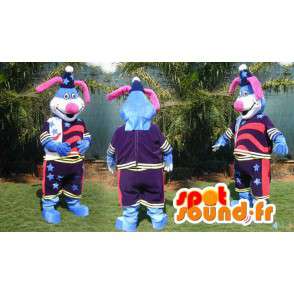 Blauw konijn mascotte gekleurde outfit met sterren - MASFR006582 - Mascot konijnen